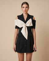 Robe bi-matière noir et blanc