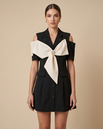 Robe bi-matière noir et blanc