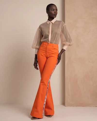 Chemise tulipes poudrée à pois