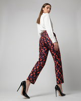 Pantalon en soie motifs géométriques