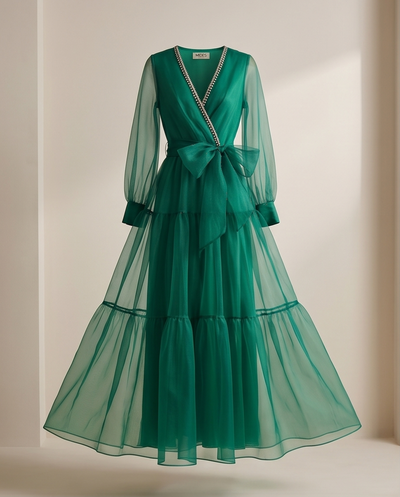 Robe vaporeuse verte émeraude