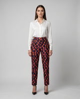Pantalon en soie motifs géométriques