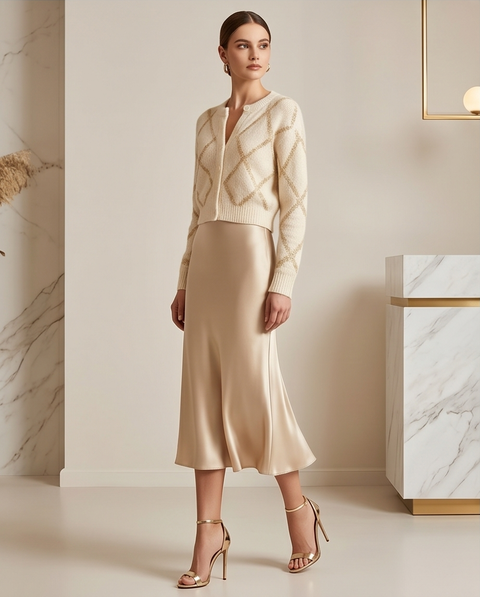 Gilet beige et doré