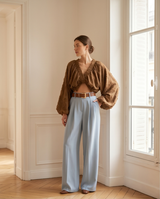 Crop top manches bouffantes
