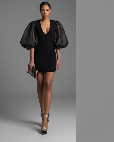 Puff Sleeve Mini Dress