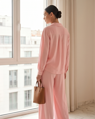 Ensemble fluide rose poudré
