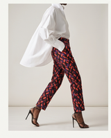Pantalon en soie motifs géométriques