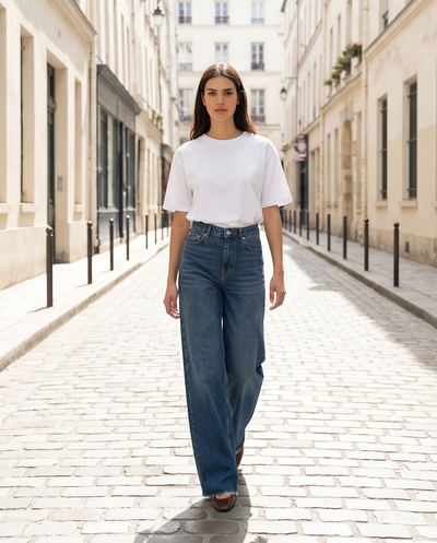 Jean coupe large taille haute