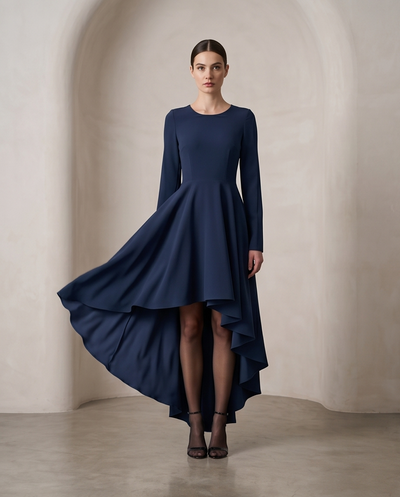Midnight blue asymmetrical dress 