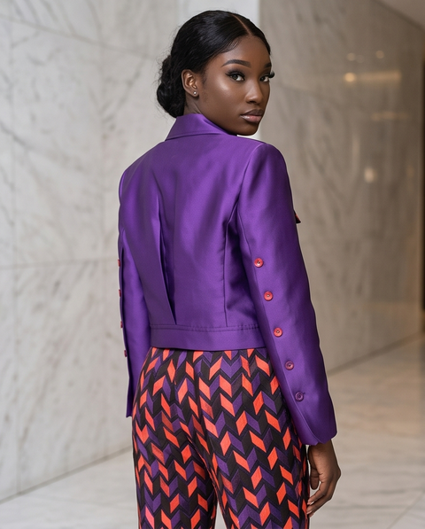 Ensemble soie sauvage/jacquard