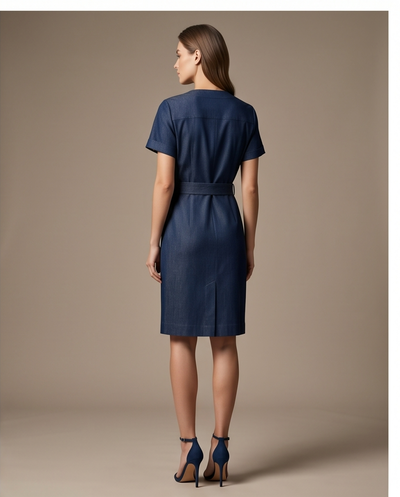 Robe droite denim brut