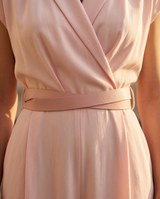 Combinaison avec ceinture nude rosé