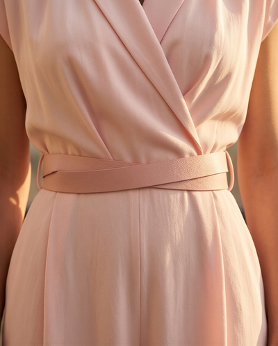 Combinaison avec ceinture nude rosé