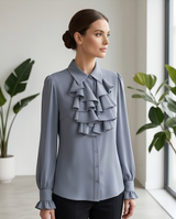 Chemisier froufrou gris