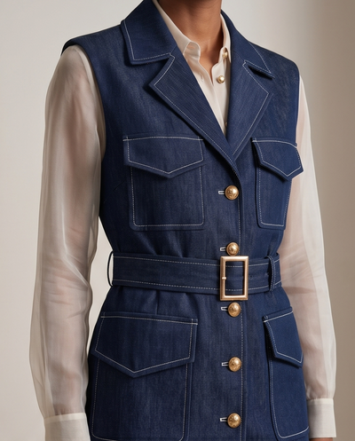 Ensemble gilet sans manches denim
