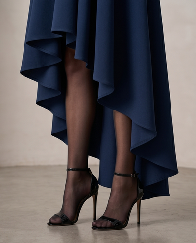 Midnight blue asymmetrical dress 