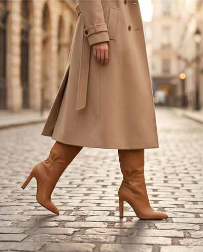 Bottines en cuir d'agneau camel