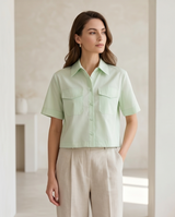 Chemise courte vert sauge