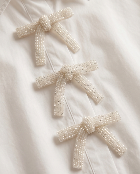 Chemise blanche en popeline avec noeud