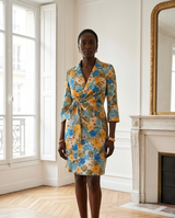 Robe porte feuille en lin fleuri