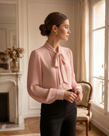 Chemisier rose poudré col lavallière