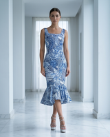BLUE PATTERNED INÈS DRESS