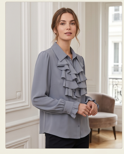 Chemisier froufrou gris