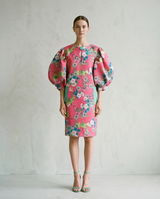 Robe mado bicolor motif floral rose