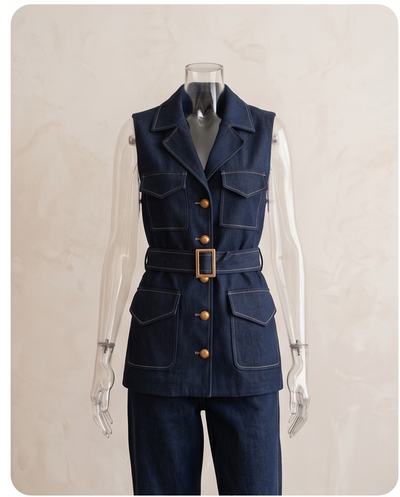 Gilet safari denim brute