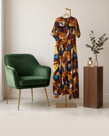 Maxi Robe motifs abstraits couleurs chaudes