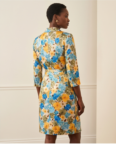 Robe porte feuille en lin fleuri