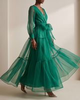 Robe vaporeuse verte émeraude