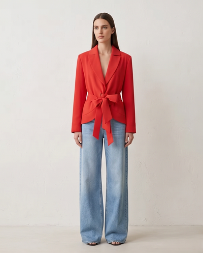 Veste corail avec ceinture