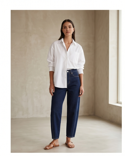 Jeans taille haute ballon brut