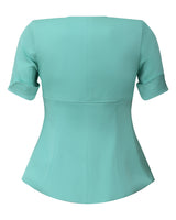 Blouse vert d’eau col carré