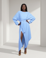 Baby blue asymmetrical dolman dress