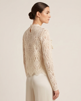 Top beige dentelle froufrou