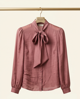 Chemise col lavallière bordeaux clair