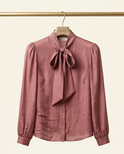 Chemise col lavallière bordeaux clair