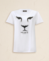 Tee-shirt lion blanc et noir avec perles