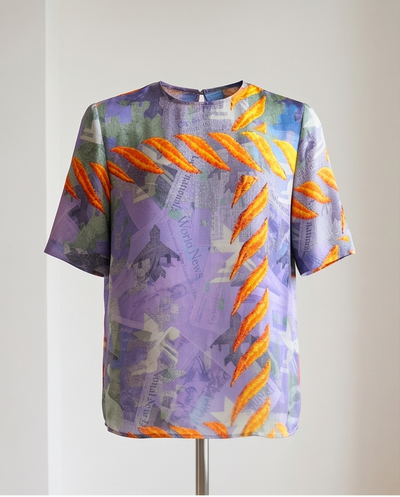 Blouse multicolore en soie