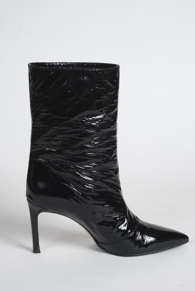 Bottinrs en cuir d’agneau vernis noir