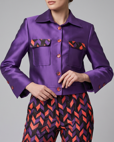 Ensemble soie sauvage/jacquard
