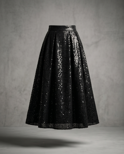 Jupe noir a sequins brodé
