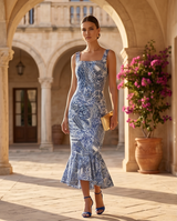 BLUE PATTERNED INÈS DRESS
