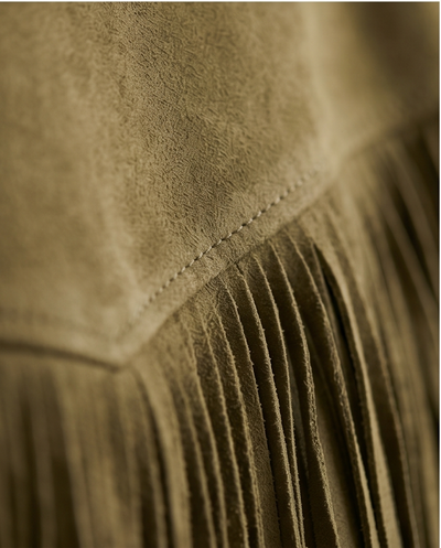 Veste suède militaire à franges