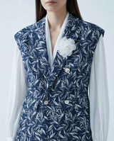 Veste sans manches botanique bleu