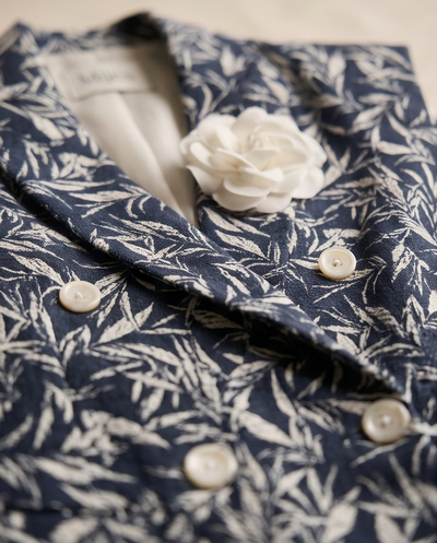 Veste sans manches botanique bleu