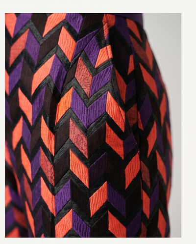 Pantalon en soie motifs géométriques