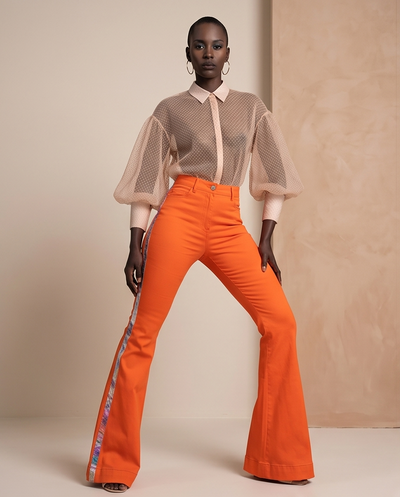 Chemise tulipes poudrée à pois